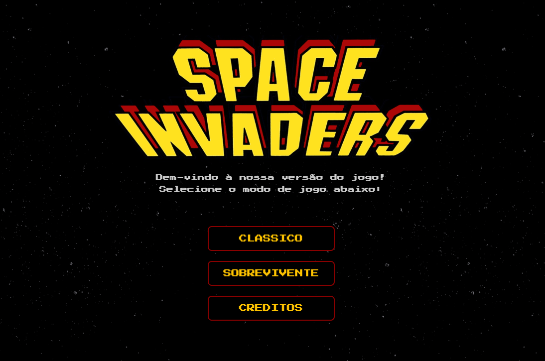 Tela inicial da minha versão do jogo clássico Space Invaders